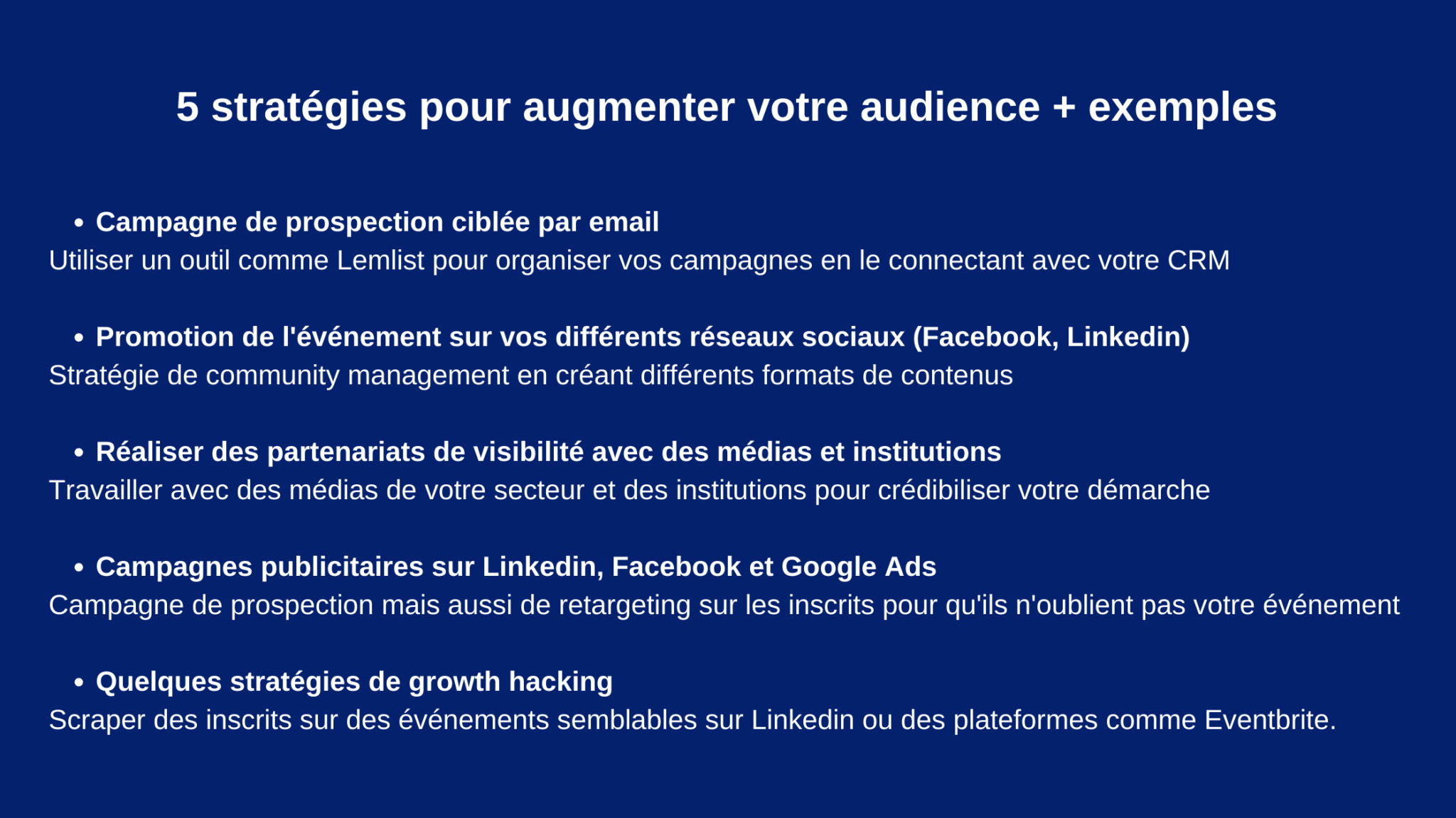 5 stratégies pour augmenter votre audience + exemples