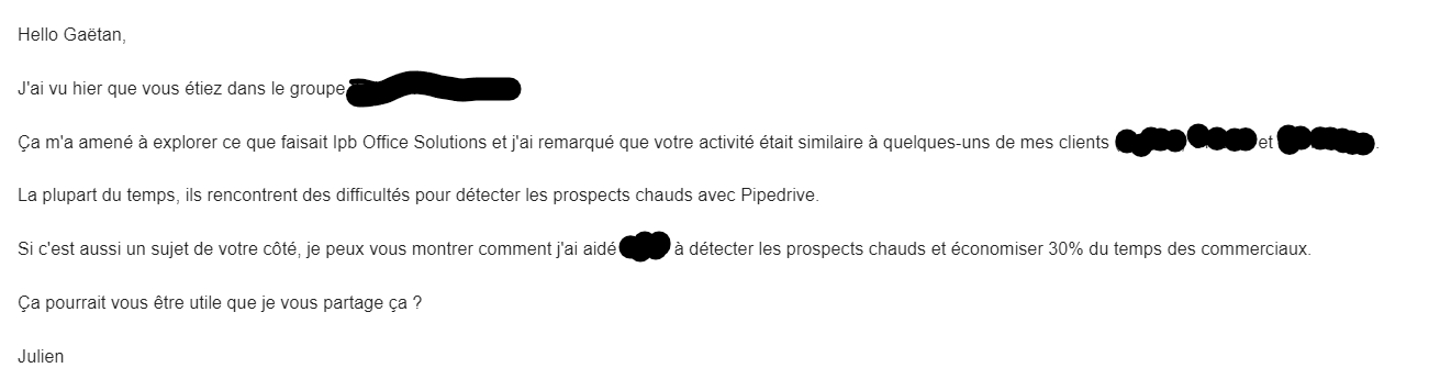 exemple email prospection