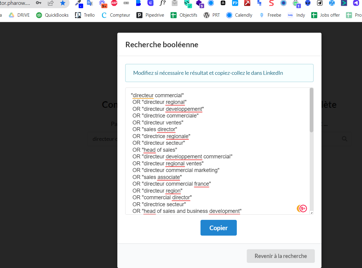 Pharow _ Recherche booléenne LinkedIn Sales Navigator directeur commercial