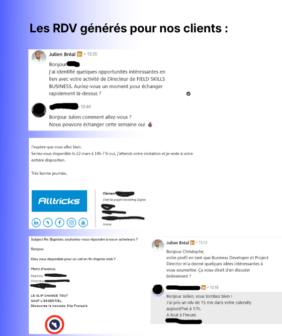 Les RDV générés pour nos clients